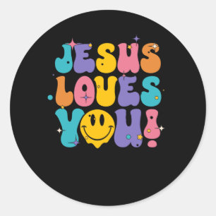 Christlich Retro Jesus Lieben Sie religiösen Glaub Runder Aufkleber