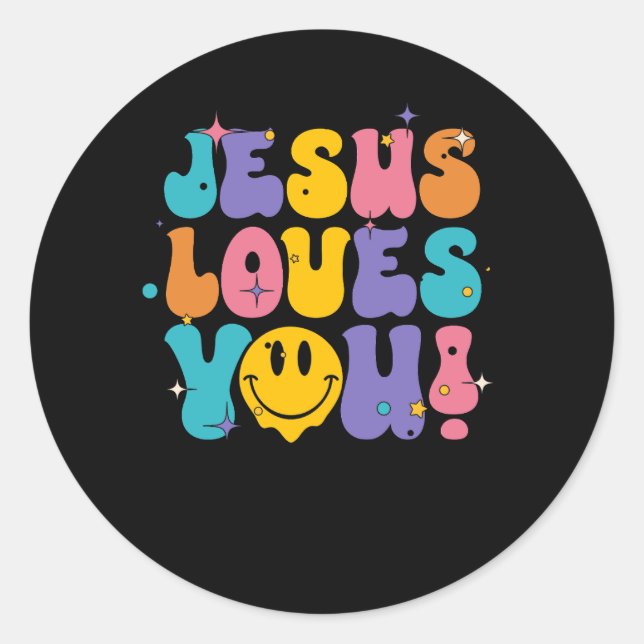 Christlich Retro Jesus Lieben Sie religiösen Glaub Runder Aufkleber (Vorderseite)