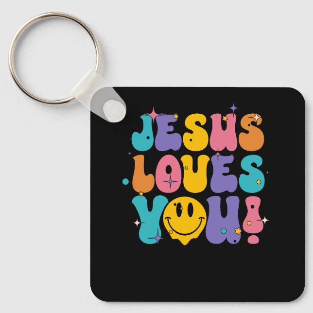 Christlich Retro Jesus Lieben Sie religiösen Glaub Schlüsselanhänger (Vorderseite)