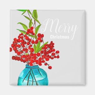 Christlich-rote Beeren Aquarellkunst Magnet