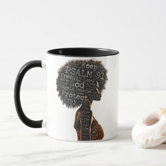 Christlich Schwarze Frau Naturhaar Psalm 91 Gebet Tasse