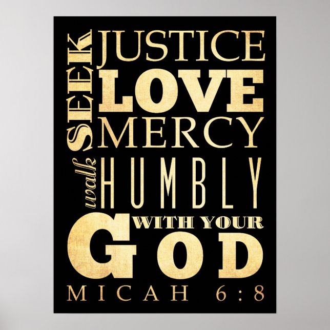 Christlich Scriptural Bible Verse - Micah 6:8 Poster (Vorne)
