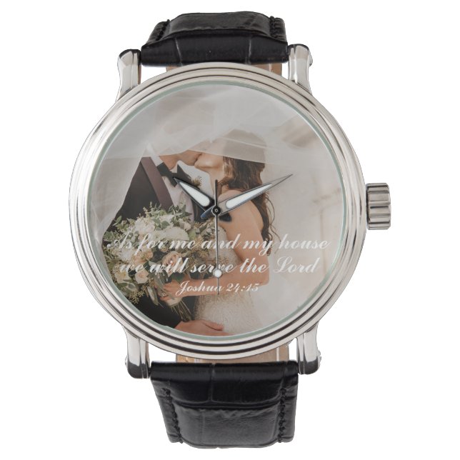 Christlich Scripture Wedding Foto Armbanduhr (Vorderseite)