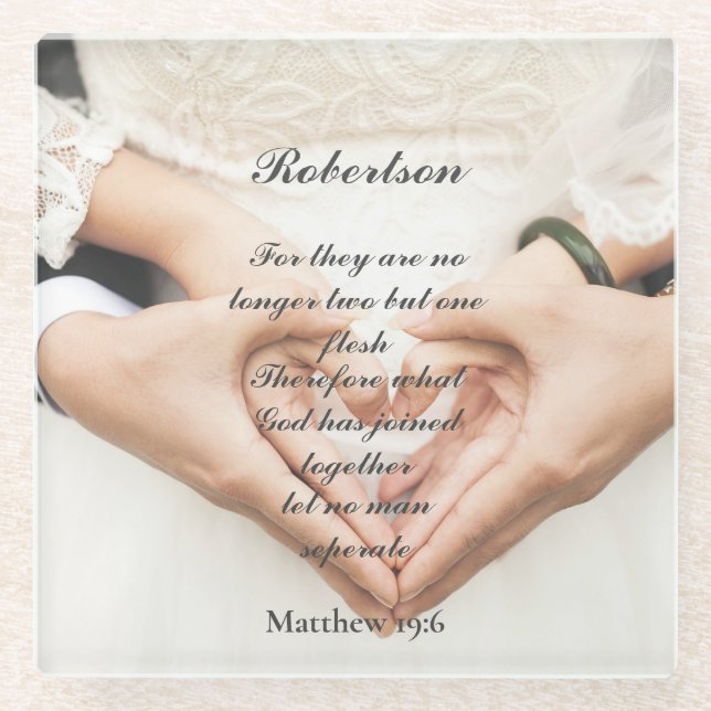 Christlich Scripture Wedding Foto Glasuntersetzer (Vorderseite)