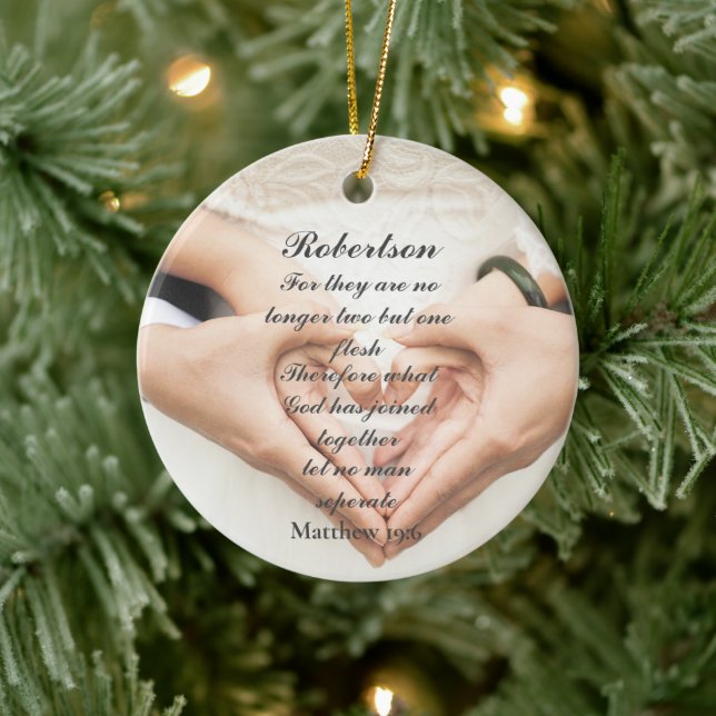 Christlich Scripture Wedding Foto Keramik Ornament (Baum)