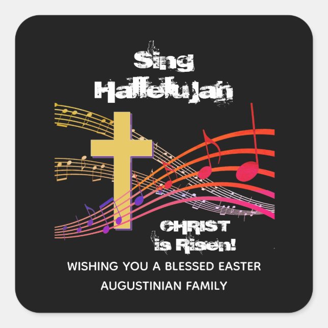 Christlich SING HALLELUJAH CHRIST IST RISEN OsterM Quadratischer Aufkleber (Vorderseite)