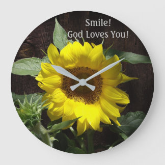Christlich Sonnenblume lächeln! Gott Liebe dich! Große Wanduhr