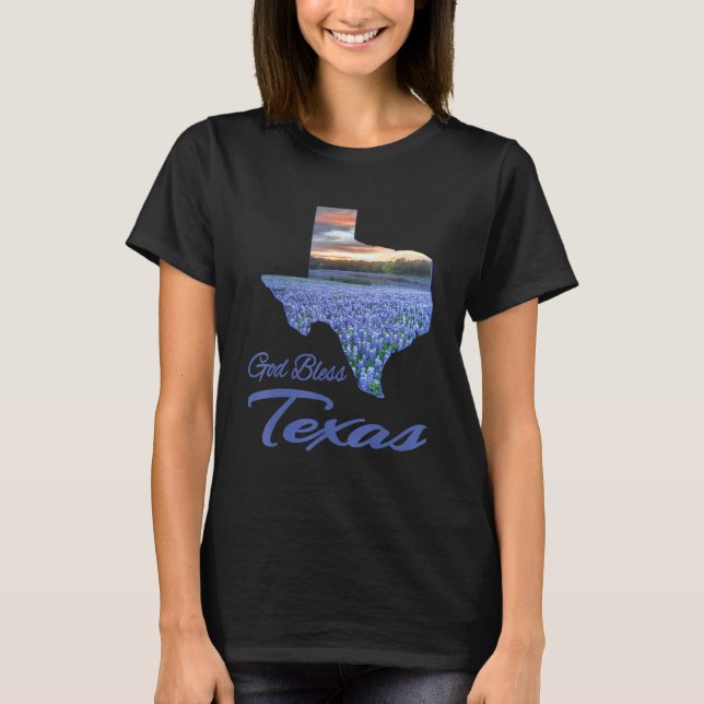 Christlich, Texas Bluebonnet Staatsstolz, Gott seg T-Shirt (Vorderseite)