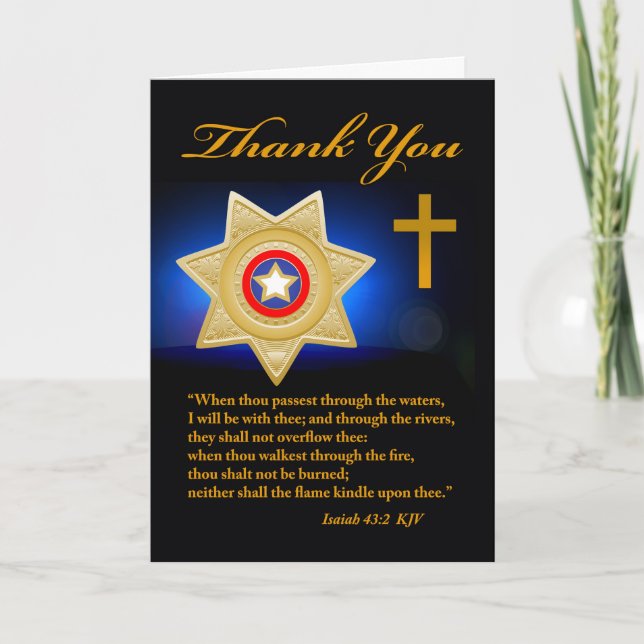 Christlich Themed Vielen Dank für Sheriff Karte (Vorderseite)