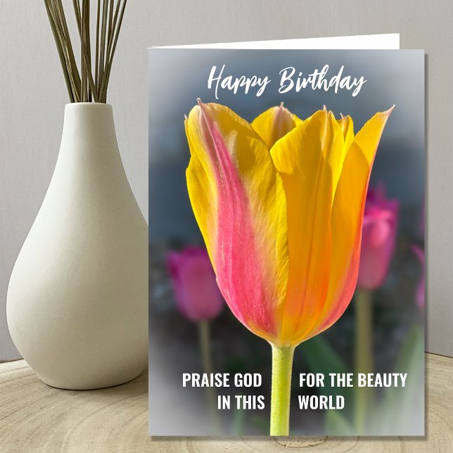 Christlich Tulip Happy Birthday Card Ankündigung (Von Creator hochgeladen)