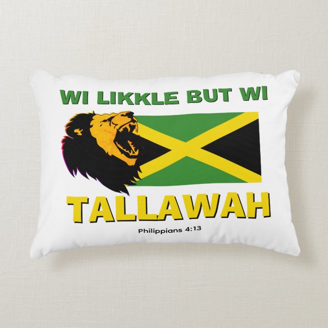 Christlich WI LIKKLE, ABER WI TALLAWAH Dekokissen (Vorderseite)