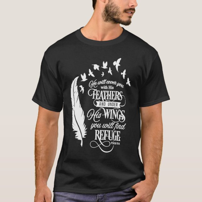 Christlich wird er dich mit seinen Federn Bibl abd T-Shirt (Vorderseite)
