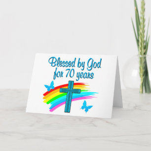 CHRISTLICHE 70. GEBURTSTAGSKRÄFE UND REGENBOWS KARTE
