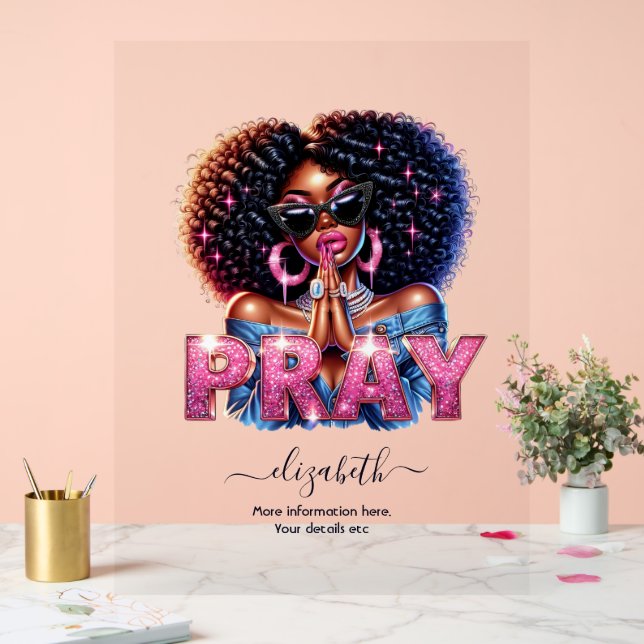 Christliche afroamerikanische Frauen auf Glaubensb Acrylschild (Hochzeit)