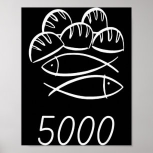 Christliche Bibel Jesus 2 Fische 5 Brote Speisung Poster
