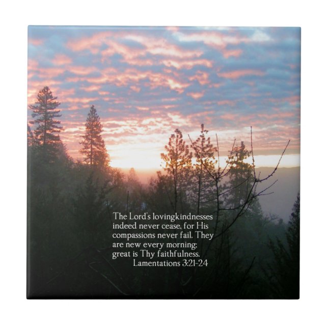 Christliche Bibel-Vers-Sonnenaufgang-Landschaft Fliese (Vorderseite)