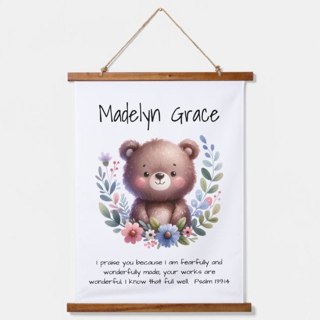 Christliche Bibel Verse Custom Baby Kinderzimmer W Wandteppich Mit Holzrahmen (Vorderseite)