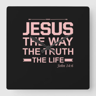 Christliche Bibel Verse Jesus Weg Wahrheit Leben Quadratische Wanduhr