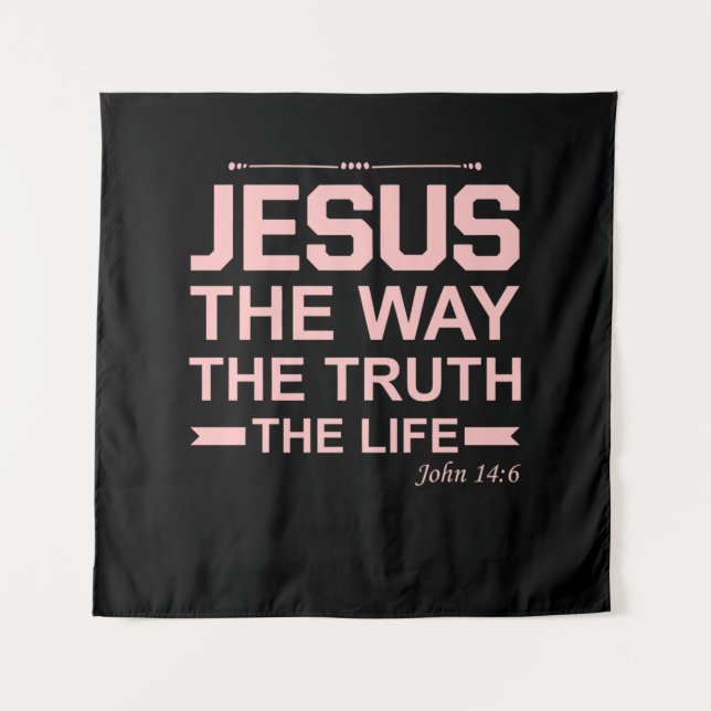 Christliche Bibel Verse Jesus Weg Wahrheit Leben Wandteppich (Vorderseite)