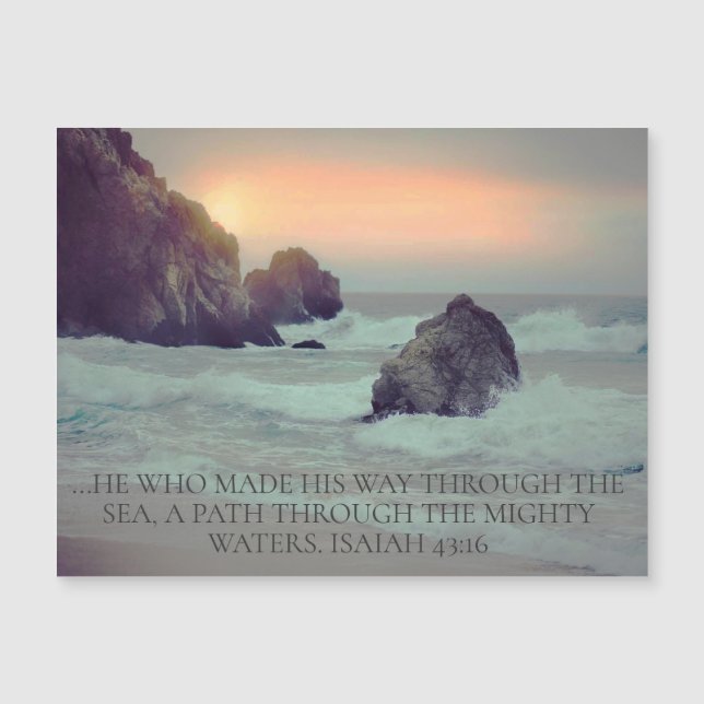 Christliche Bibel Verse Ocean Sunset Rocky Seashor Magnetkarte (Vorderseite)