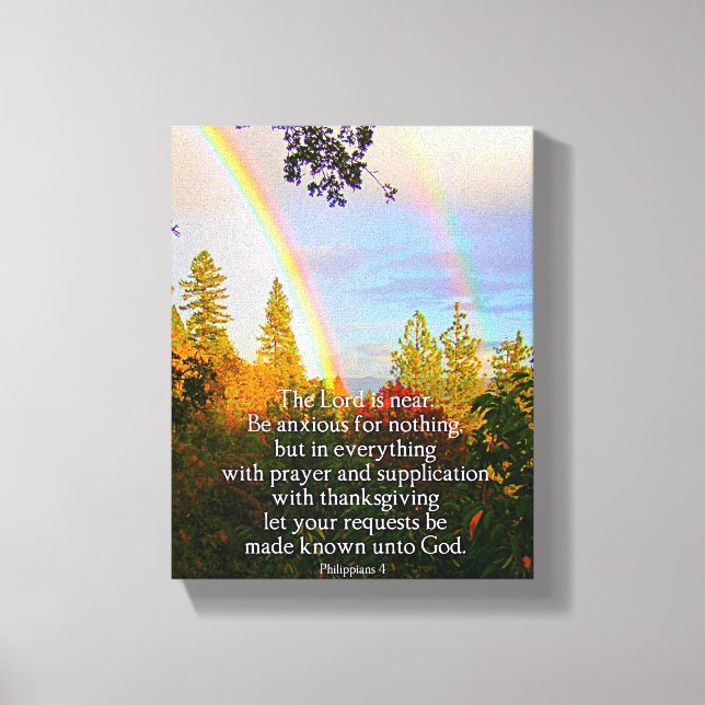 Christliche Bibel Verse Scripting Regenbogen Leinwanddruck (Vorderseite)