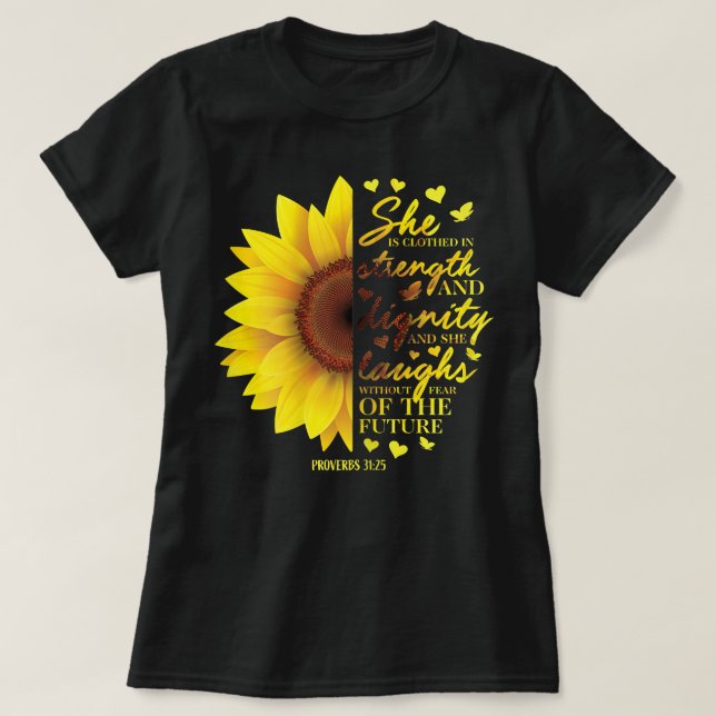 Christliche Bibel Verse Sonnenblumenschrift Religi T-Shirt (Design vorne)