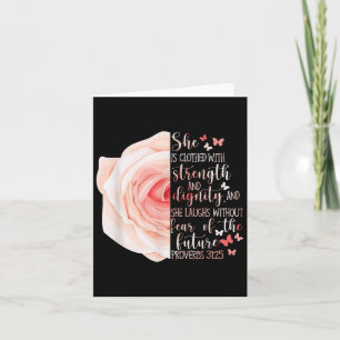 Christliche Bibel Verse Sprichwörter 31_25 Rose Bl Karte