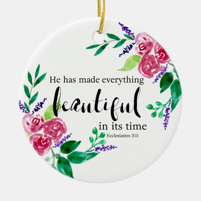 Christliche Bibel Verse Wasserfarben Blume Schöne Keramik Ornament (Vorne)