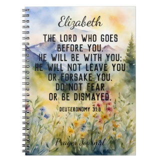 Christliche Bibel Verse Wasserfarbengebirge Name Notizblock