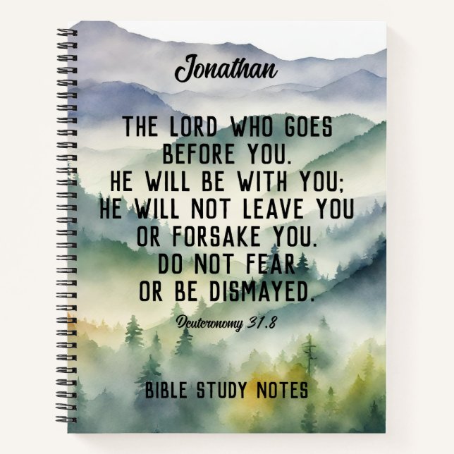 Christliche Bibel Verse Wasserfarbengebirge Name Notizbuch (Vorderseite)