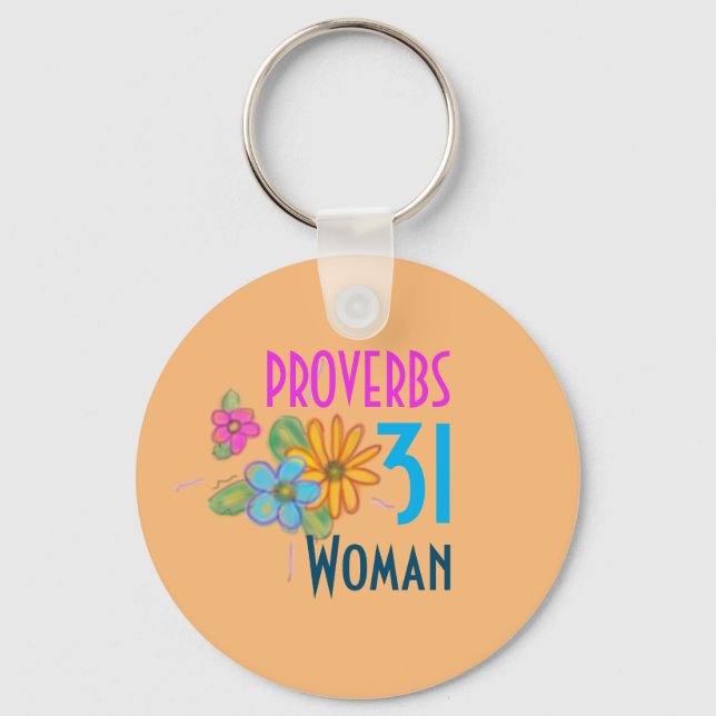 Christliche Bibelschrift: BlumenPROVERBS 31 Frauen Schlüsselanhänger (Vorderseite)