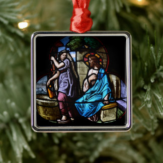 Christliche Bibelszenen Lady am Brunnen Ornament Aus Metall