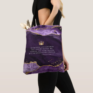Christliche Bibelvers-Tasche Lila Goldkrone Tasche
