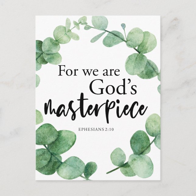 Christliche Bibelverse Eukalyptus Gottes Meisterwe Postkarte (Vorderseite)