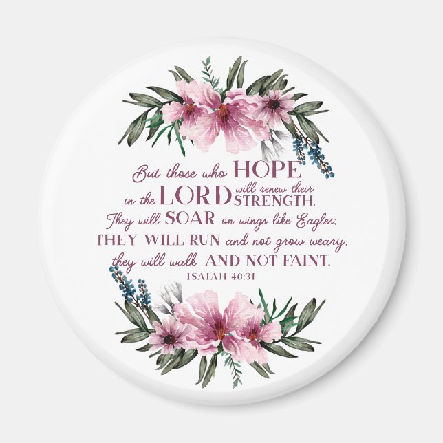 Christliche Bibelverse Isaiah 40 Rosa Magnet (Vorne)