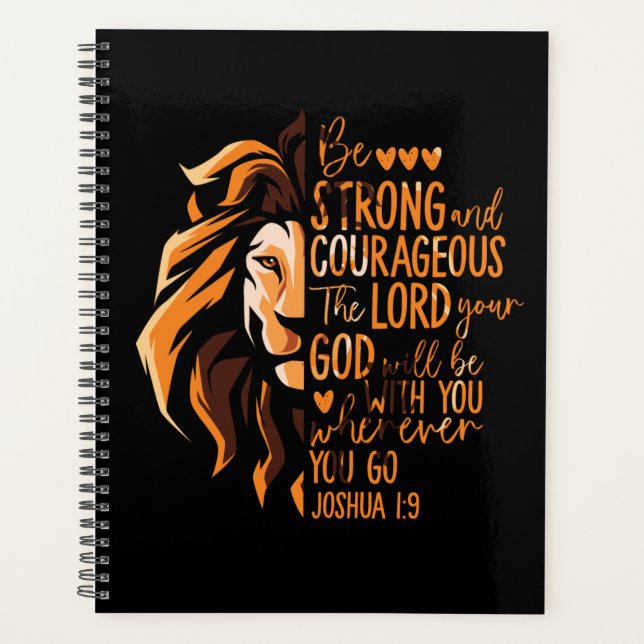 Christliche Bibelverse Joshua 1:9 Löwe Planer (Vorderseite)
