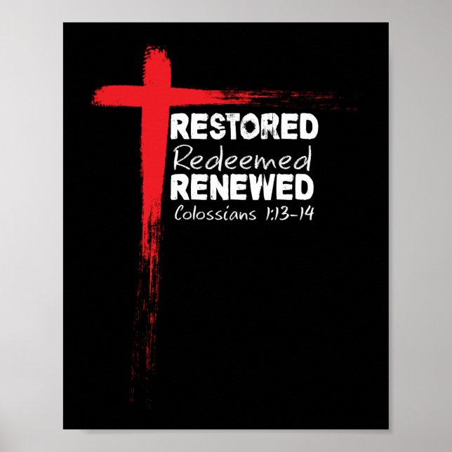 Christliche Bibelverse Kolossisten 1:13-14 Kreuz Poster (Vorne)