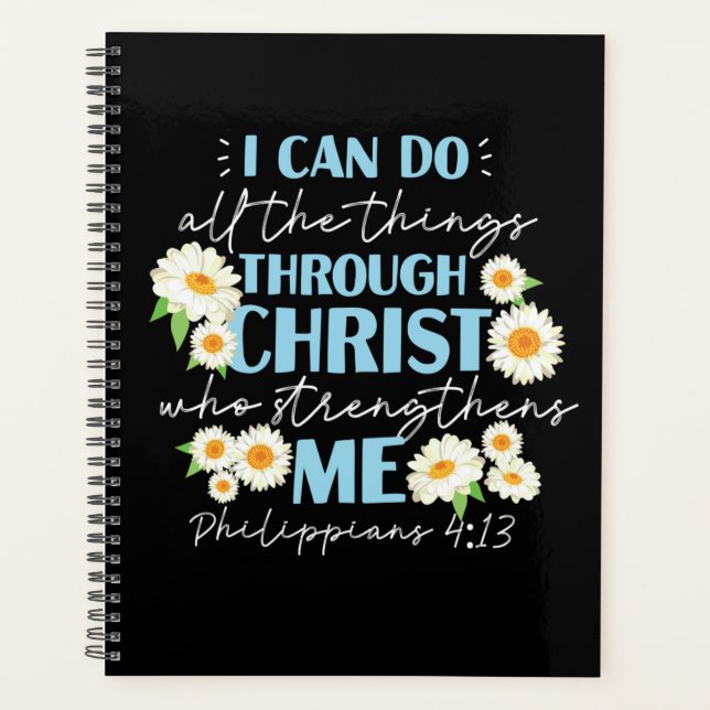 Christliche Bibelverse Philippinen 4:13 Blume Planer (Vorderseite)