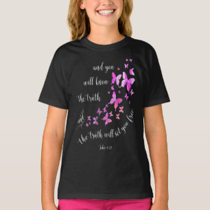 Christliche Bibelverse Schmetterling Frauen und Mä T-Shirt