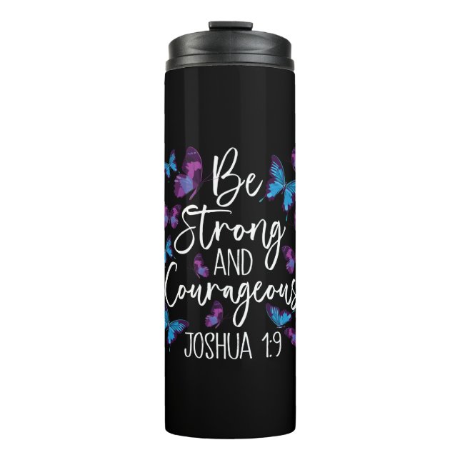 Christliche Bibelverse Sei stark Joshua 1:9 Thermosbecher (Vorderseite)
