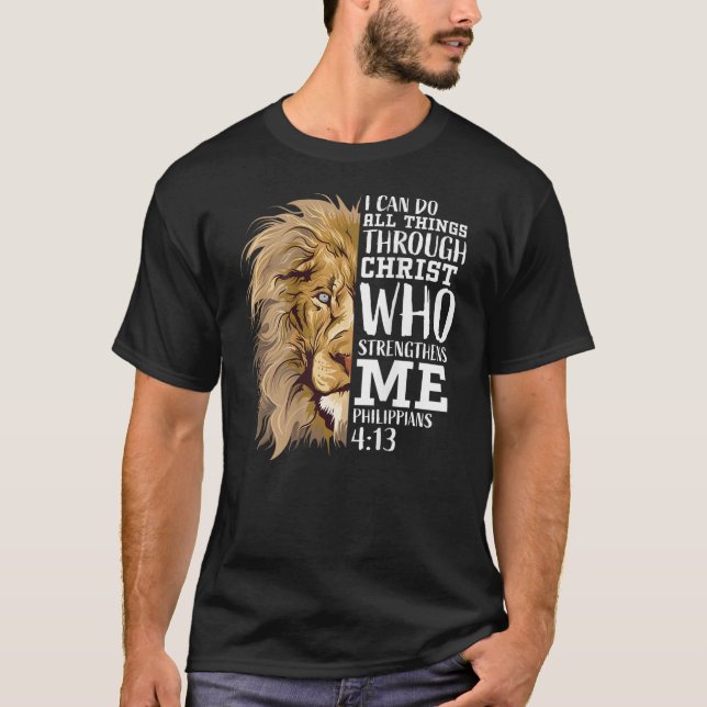 Christliche Bibelverse spendet Männer Vater Löwe J T-Shirt (Vorderseite)