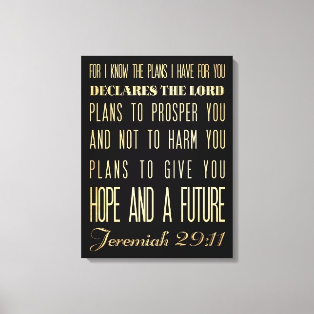 Christliche biblische Verse - Jeremiah 29:11 Leinwanddruck (Vorderseite)