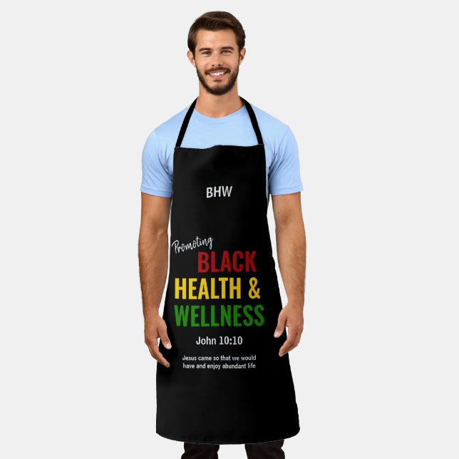Christliche BLACK HEALTWELLNESS Monogramm Schürze (Getragen)