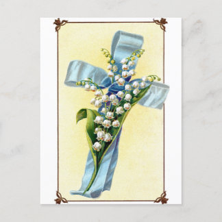 Christliche Blaue Schleife Cross Postkarte