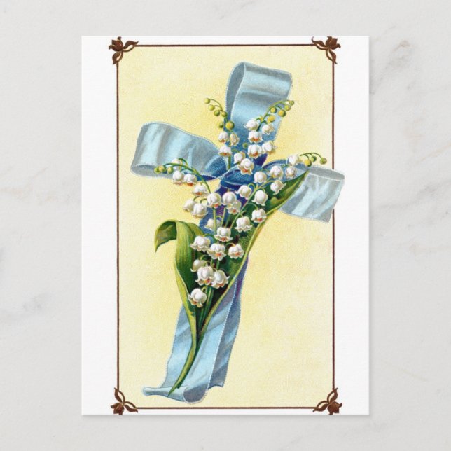 Christliche Blaue Schleife Cross Postkarte (Vorderseite)