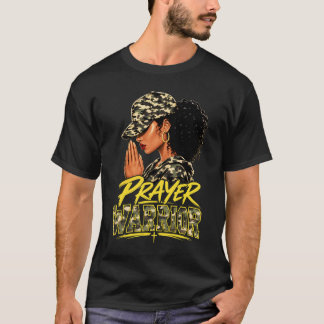Christliche Camo-Gebetskriegerin Afro Schwarze Fra T-Shirt