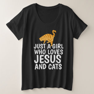 CHRISTLICHE CAT-T - SHIRT PLUS-GRÖSSEN JESUS UND C