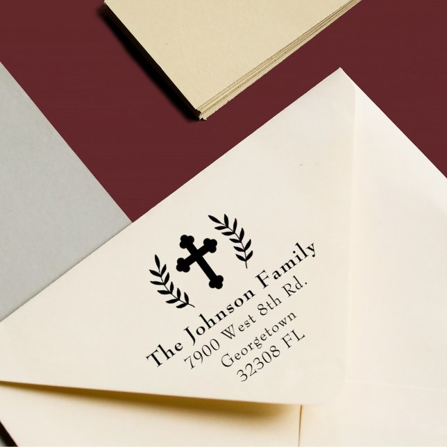 Christliche Cross Custom Elegante Rücksendeadresse Gummistempel (Von Creator hochgeladen)