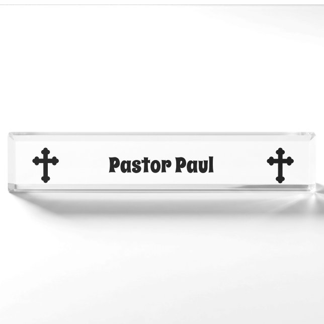 Christliche Cross Custom Pastor Namensplakette (Vorderseite)