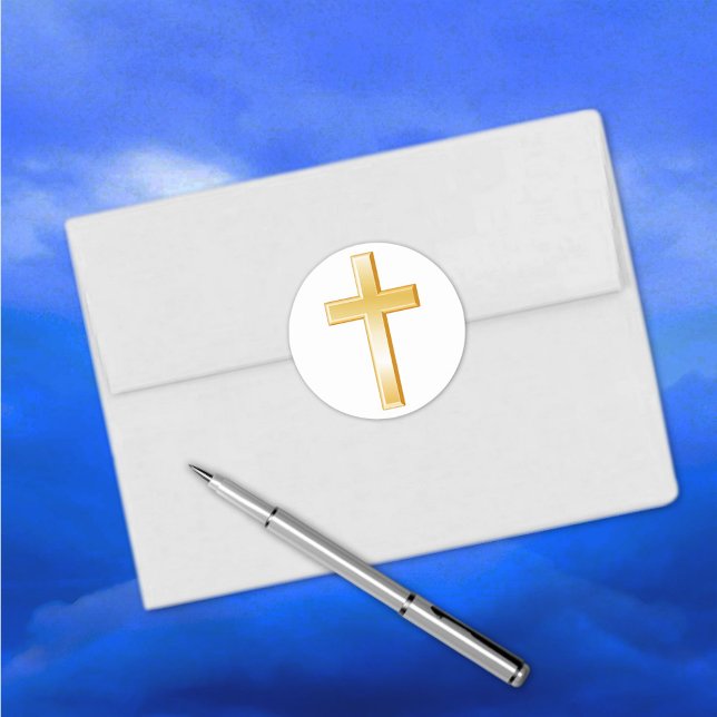 Christliche Cross Gold Sticker (The gold cross is a religious symbol of the Christian faith. )
